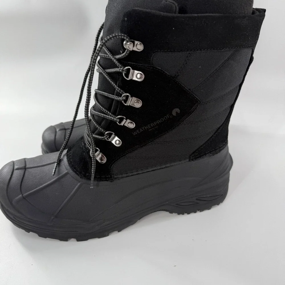 Weatherproof Badger II Winter Boots Mens 13 Black New Suede Leather Snow